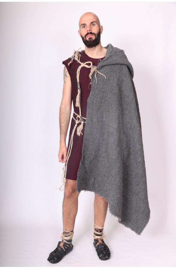 Medieval rustic hooded cloak