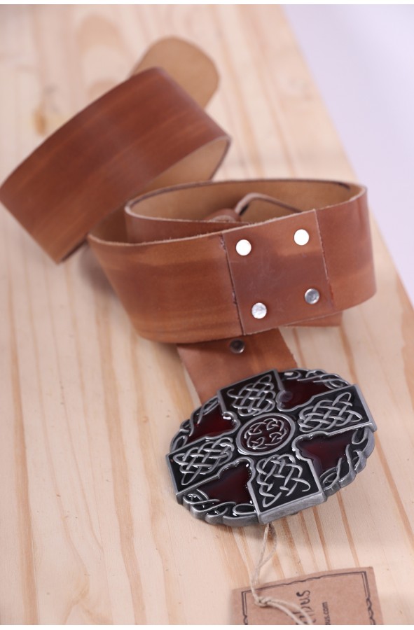 Medieval Templar brown leather belt