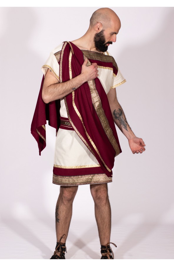 Roman patrician tunic with red cape