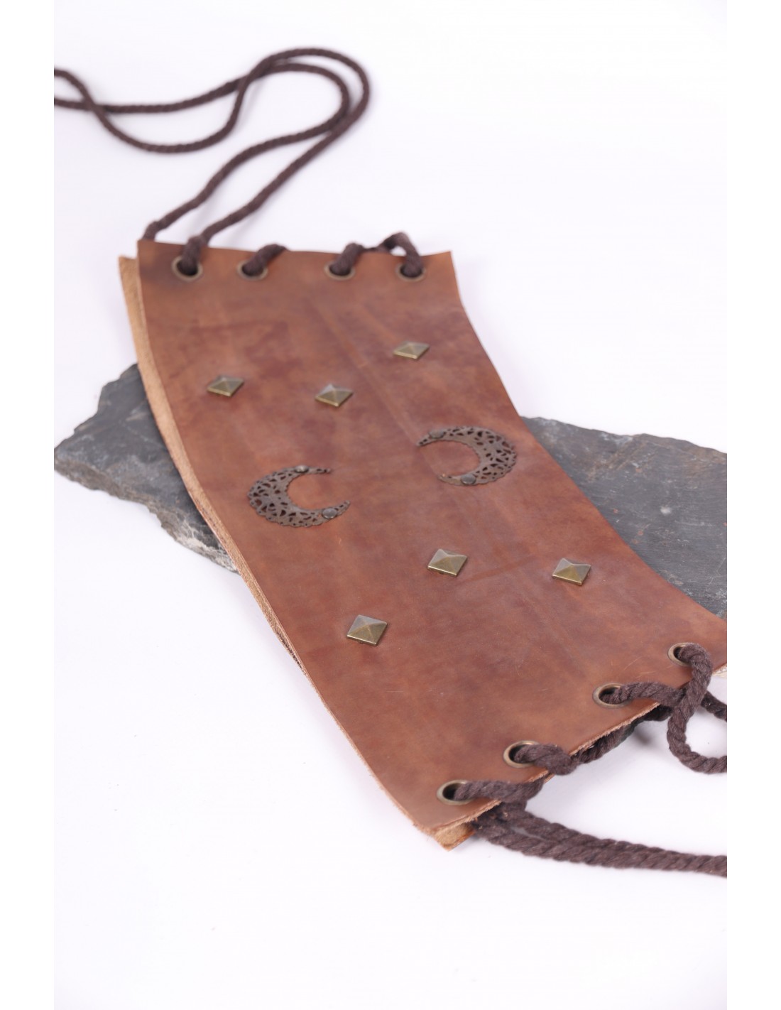 Medieval brown leather corset with studs