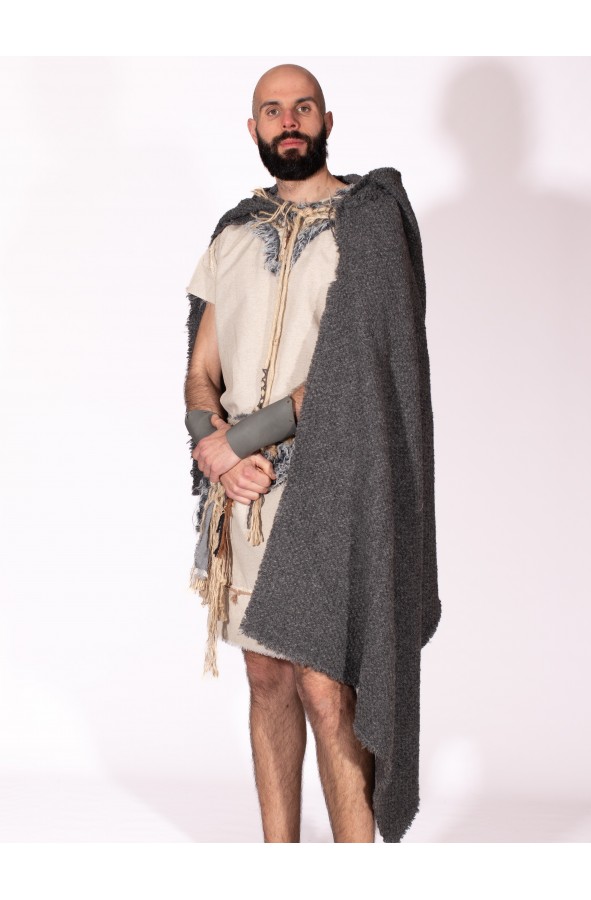Capa celta o vikinga gris de paño