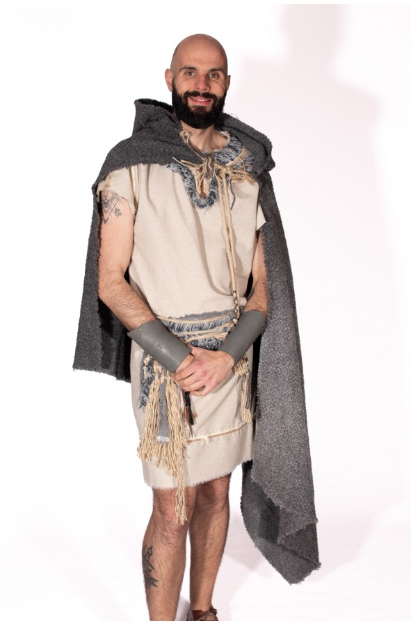 Capa celta o vikinga gris de paño