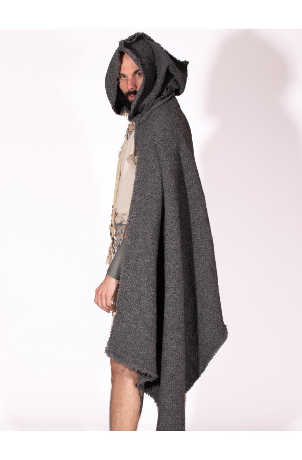 Capa celta o vikinga gris de paño