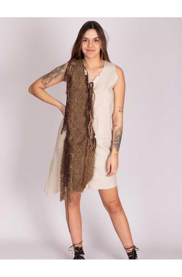Celtic short dress with vegan fur