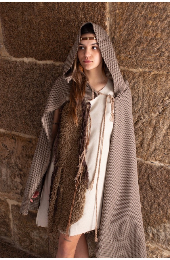 Celtic short dress with vegan fur