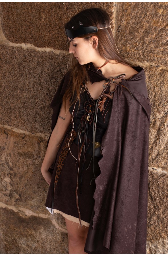 Medieval hooded warrior's cloak in...