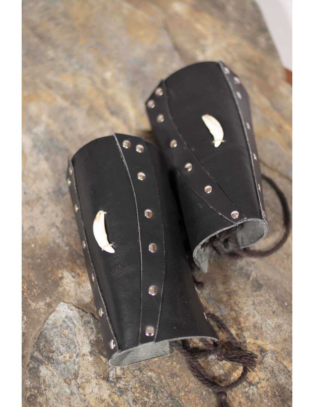 Medieval leather bracers with dragon scales