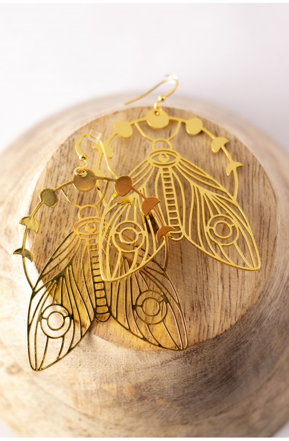 Medieval golden butterfly earrings