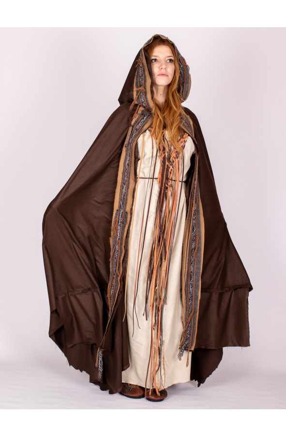 Frayed brown medieval cloak with...