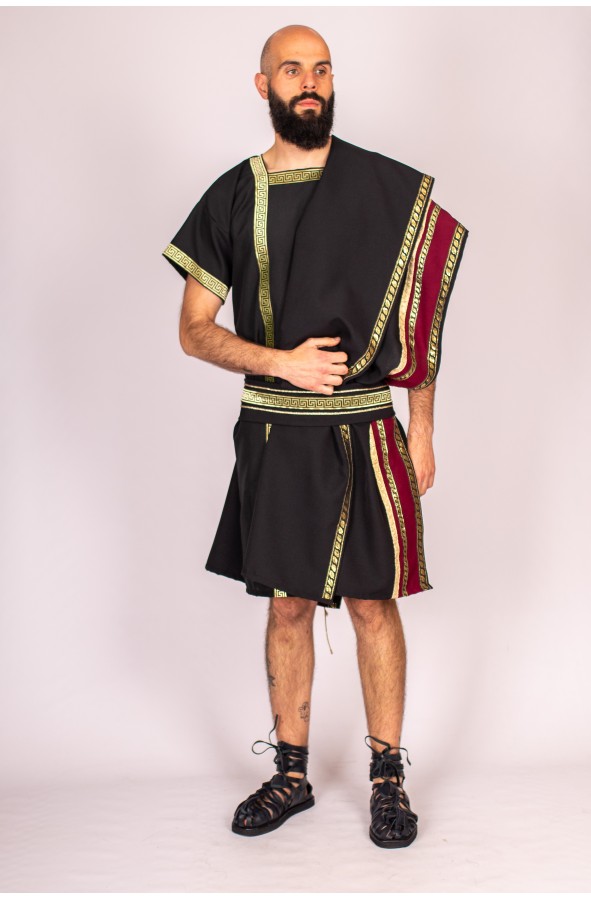 Men's black roman costume with toga