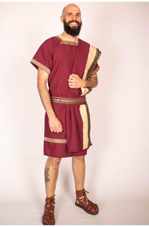 Roman costume for men in maroon with...