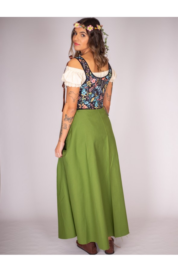 Frayed green medieval skirt