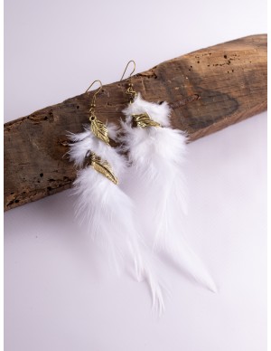 Pendientes de Pluma Blanca:...