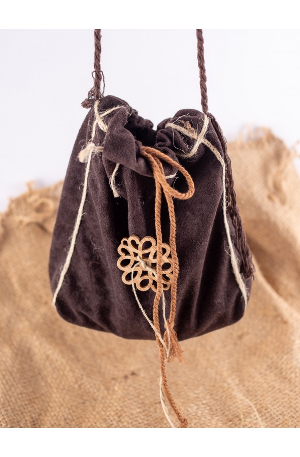 Brown Celtic Bag with Wooden...