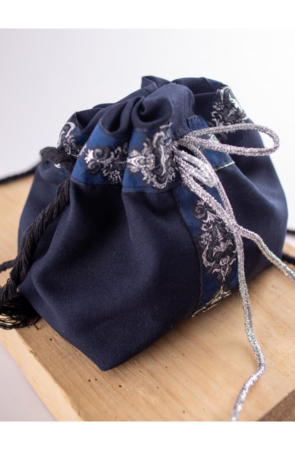 Navy Blue Bag with Embroidered...