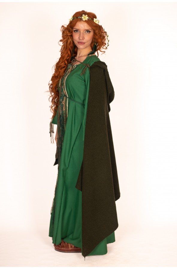 Medieval Green Dress with Thread...