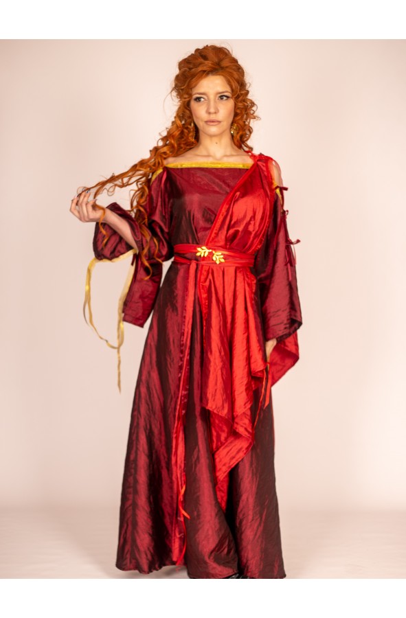 Vestido Romano Granate con Detalles...
