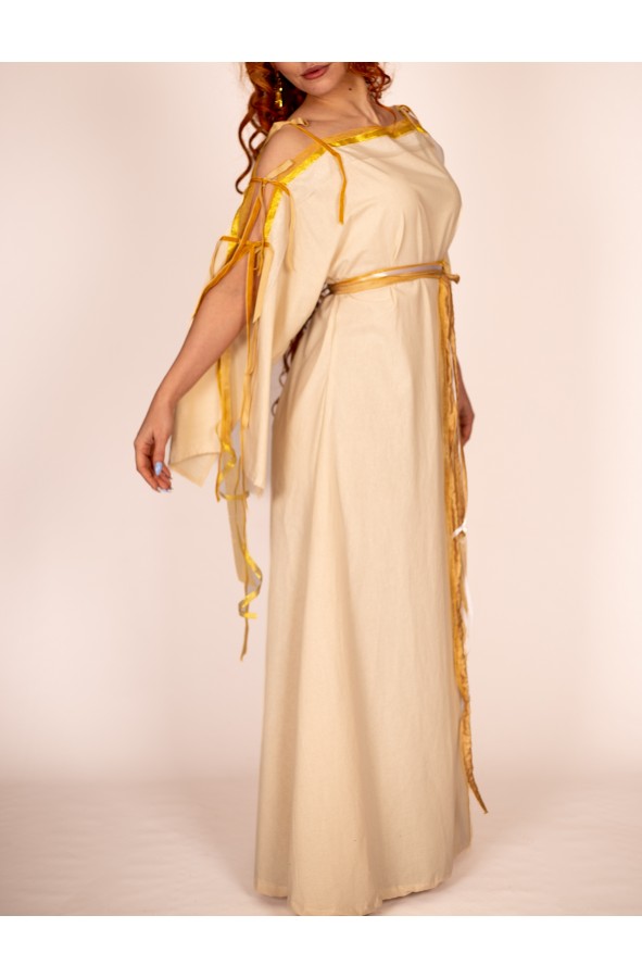 Raw Color Roman Dress with Golden...