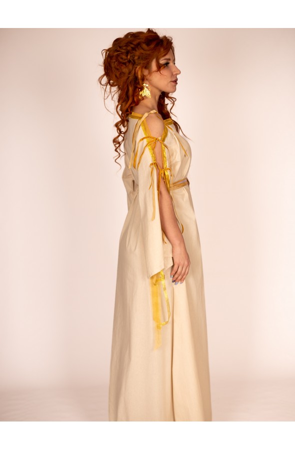 Raw Color Roman Dress with Golden...