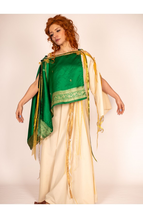 Vestido Romano Elegante en Crudo con...