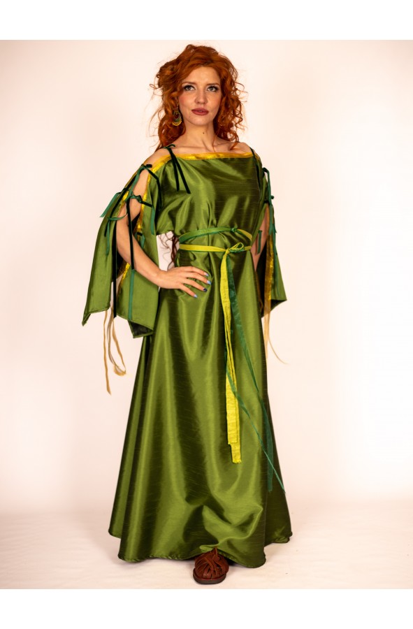 Green Roman Dress with Adjustable...