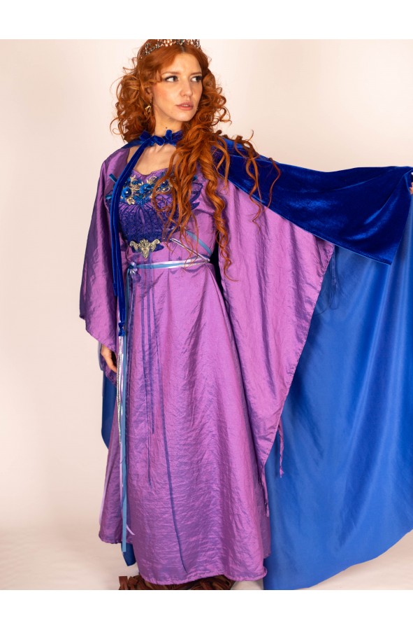 Handcrafted Medieval Floral Dress:...