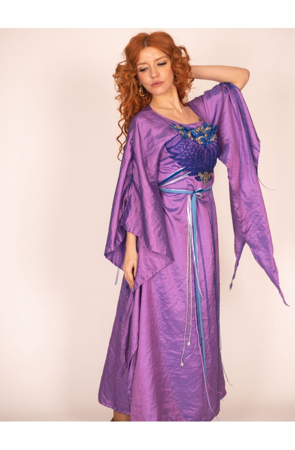 Handcrafted Medieval Floral Dress:...