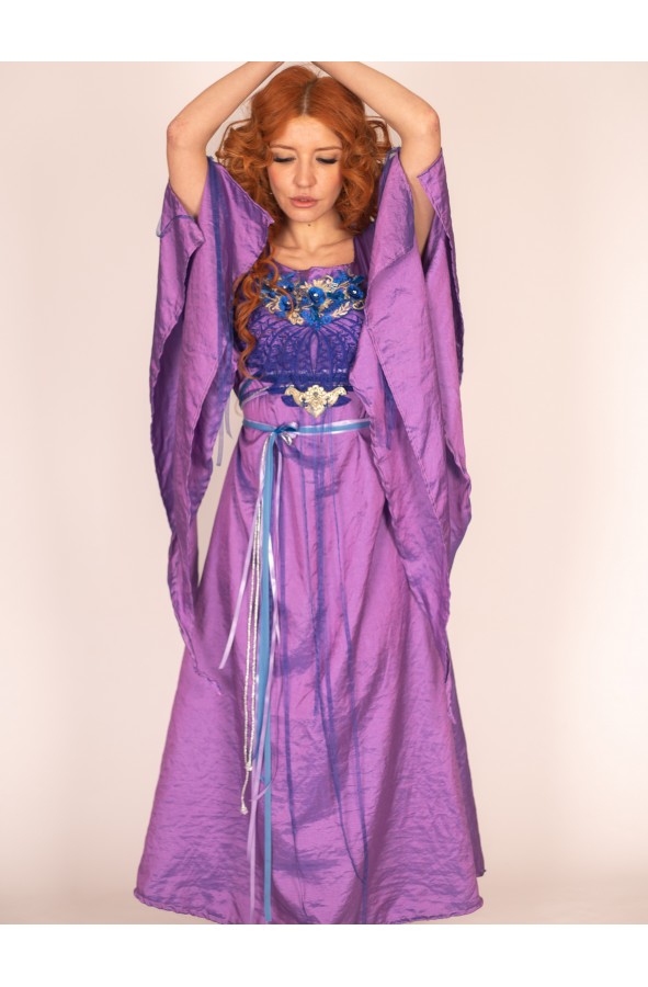 Vestido Medieval Floral Artesanal:...