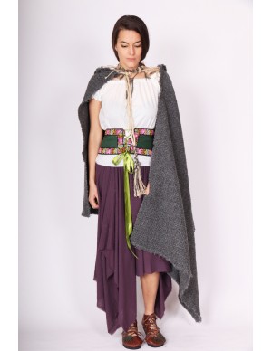 Medieval grey hooded cloak