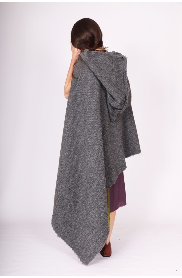 Medieval grey hooded cloak