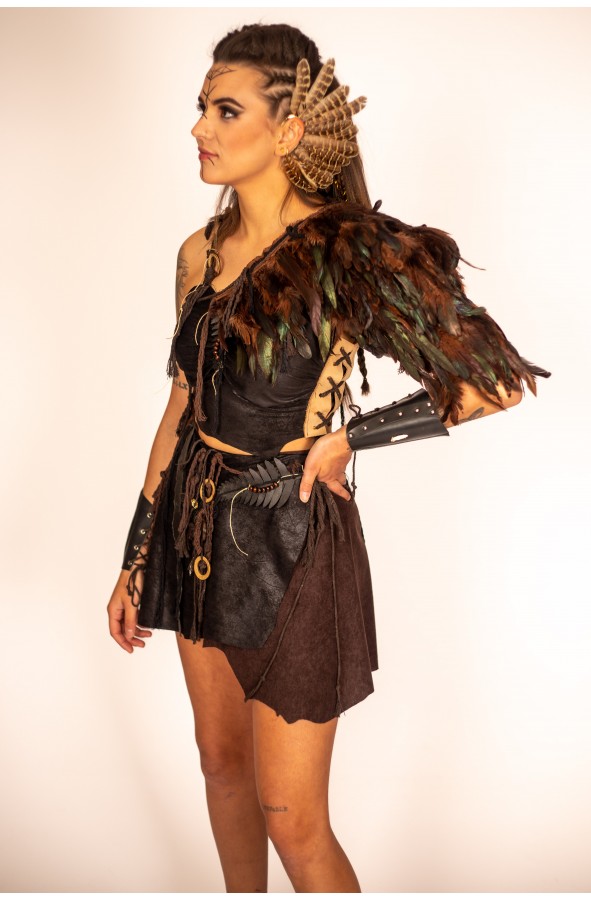 Hombrera Medieval de Plumas Marrón...