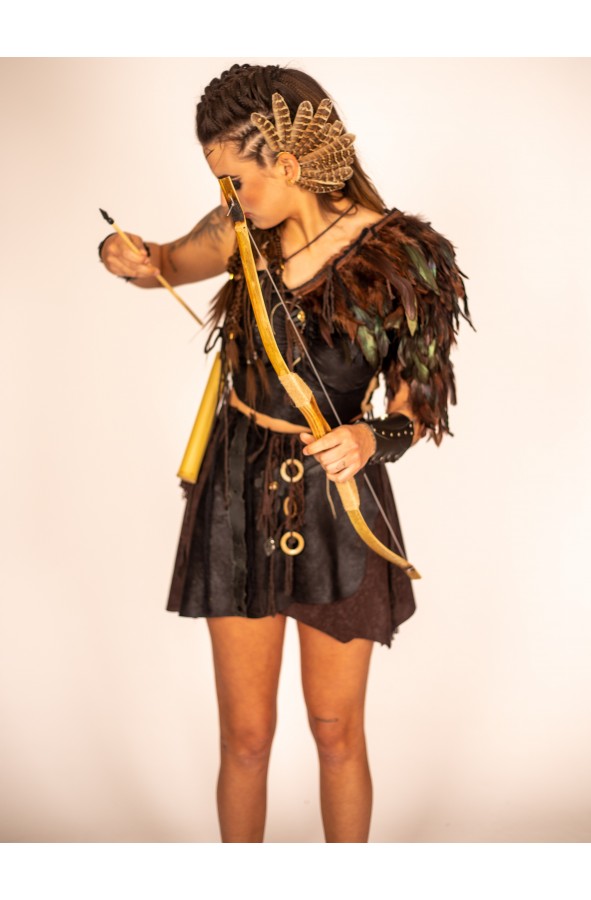 Medieval Wooden Bow and Quiver with...