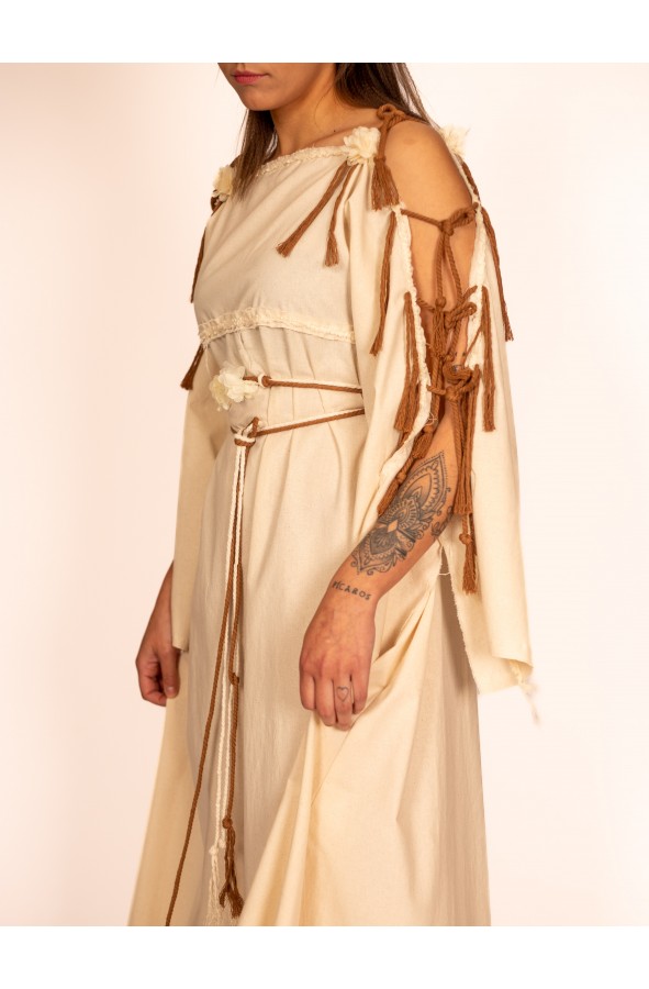 Celtic and Viking Long Dress in Cream...