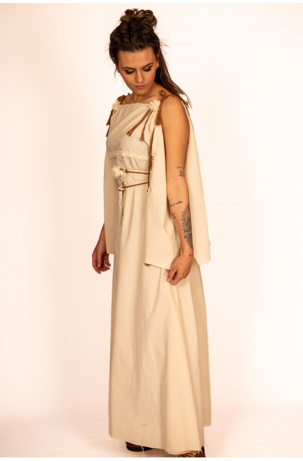Celtic and Viking Long Dress in Cream...