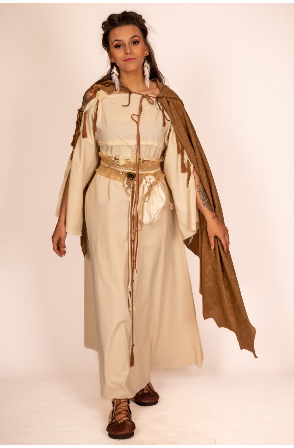 Celtic and Viking Long Dress in Cream...