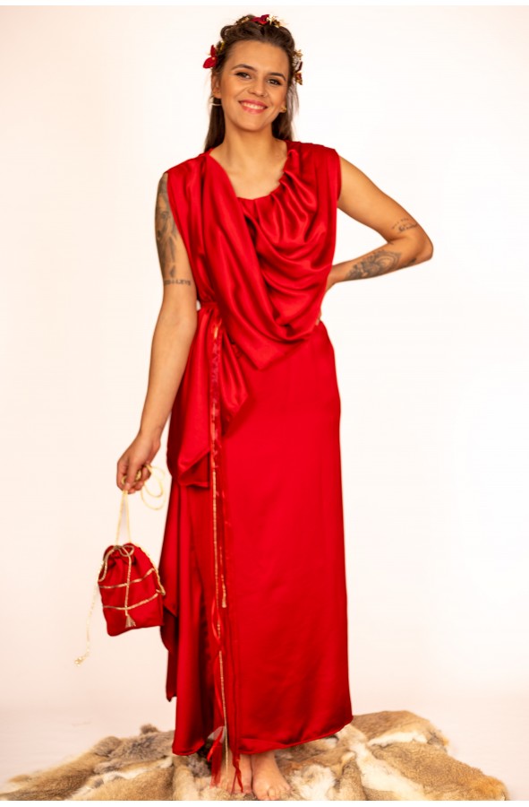 Roman Women's Dress in Red Satin...
