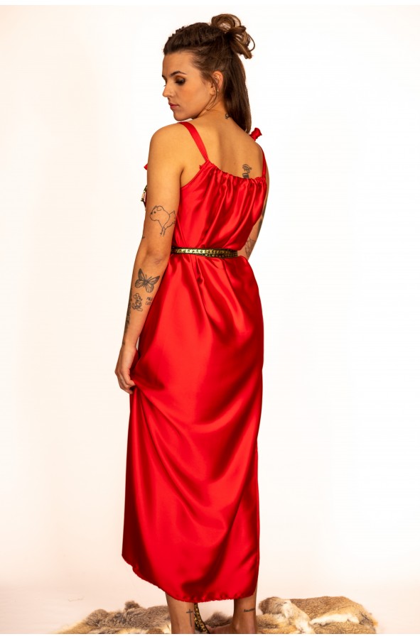 Roman Women's Dress in Red Satin...