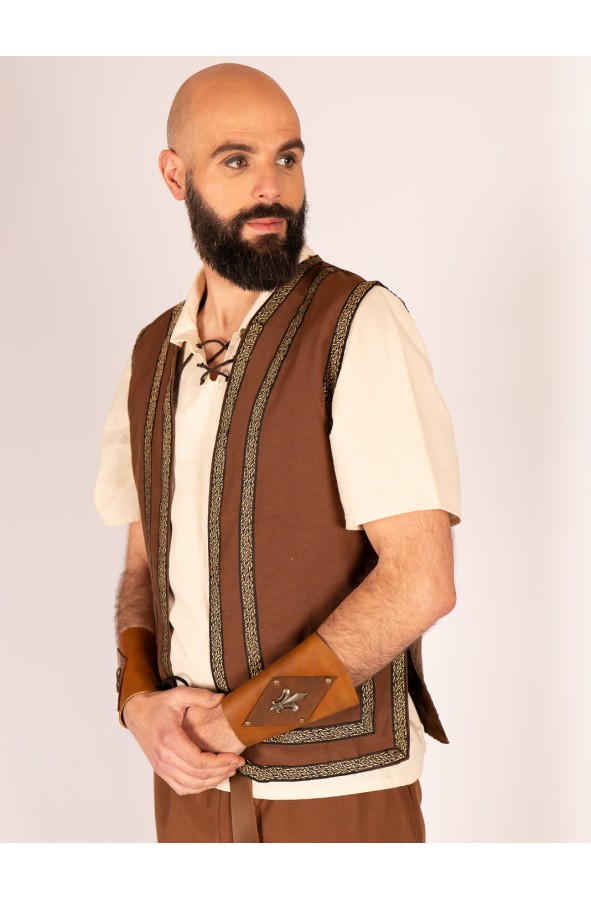 Medieval Brown Vest with Trim –...