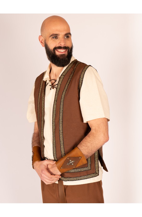 Medieval Brown Vest with Trim –...