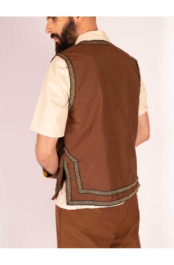 Chaleco Medieval Marrón con Ribetes –...