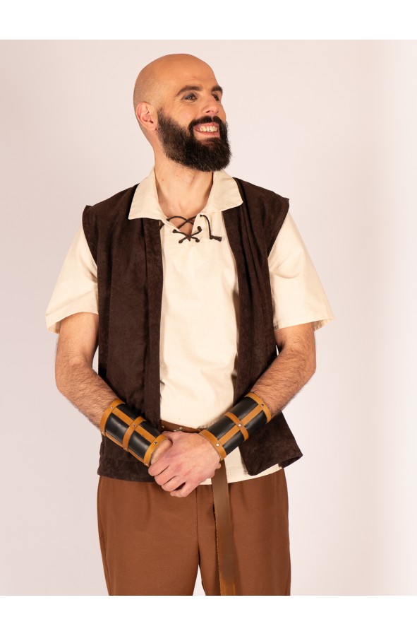 Medieval brown and black leather bracers