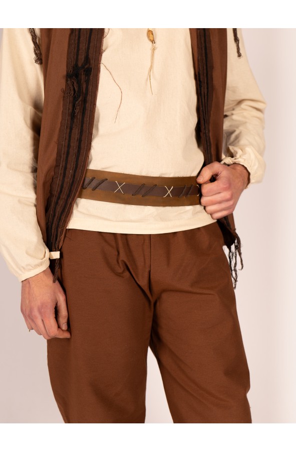 Cinturón medieval de cuero marrón –...