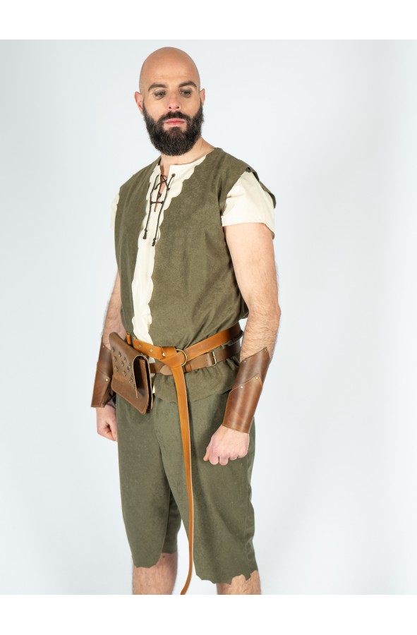 Medieval green suede-like pants with...