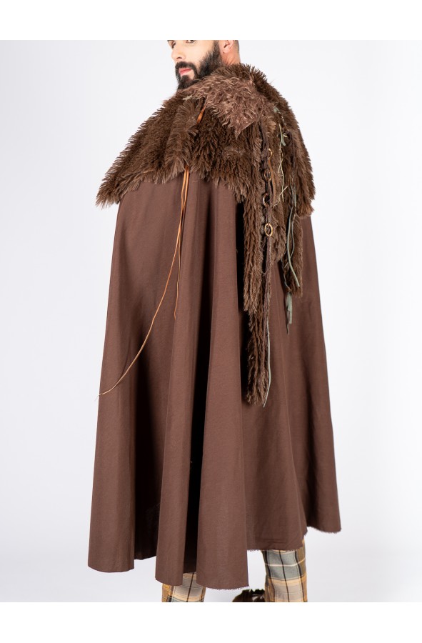 Celtic-Viking Cloak with Vegan Fur...