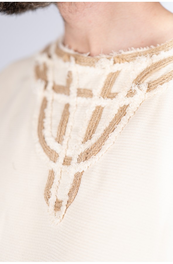 Traje celta-vikingo en blanco roto...