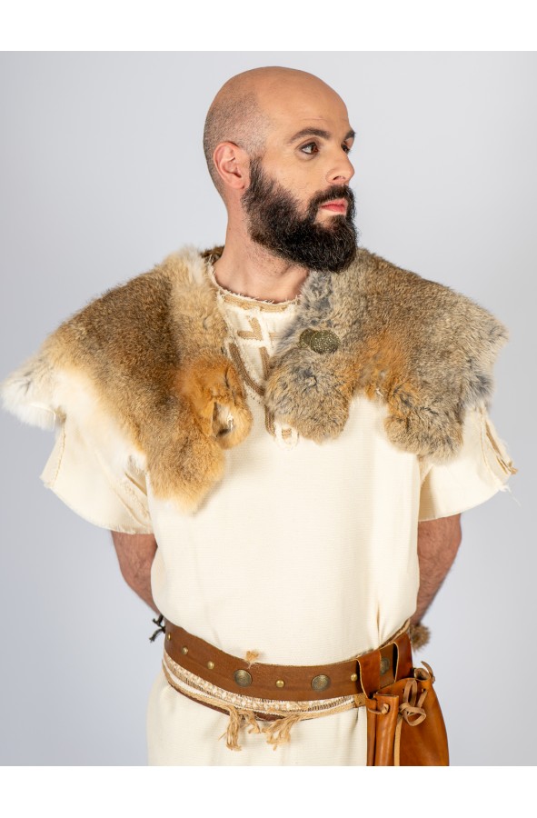 Short Rabbit Fur Shoulder Cape with...