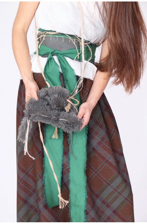 Medieval grey fur bag