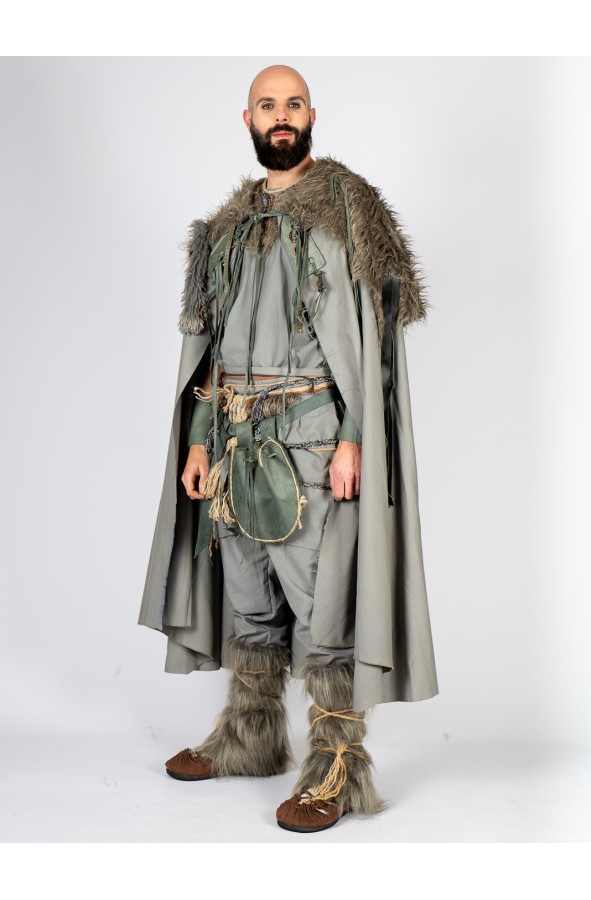 Celtic-Viking Cloak with Vegan Fur...
