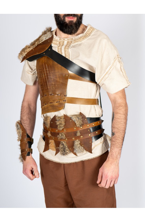 Hombrera de cuero con pelo auténtico...