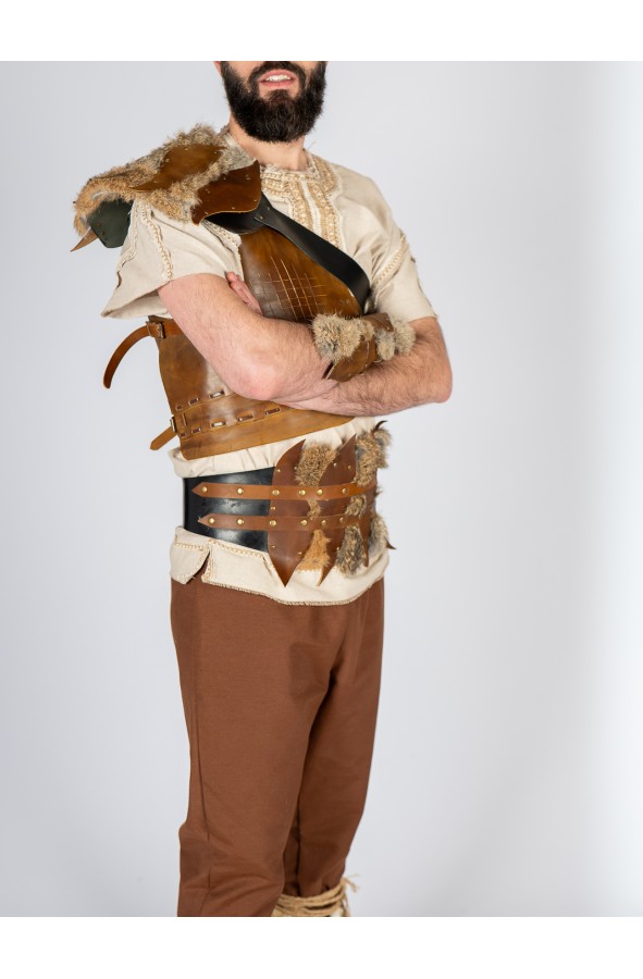 Hombrera de cuero con pelo auténtico...